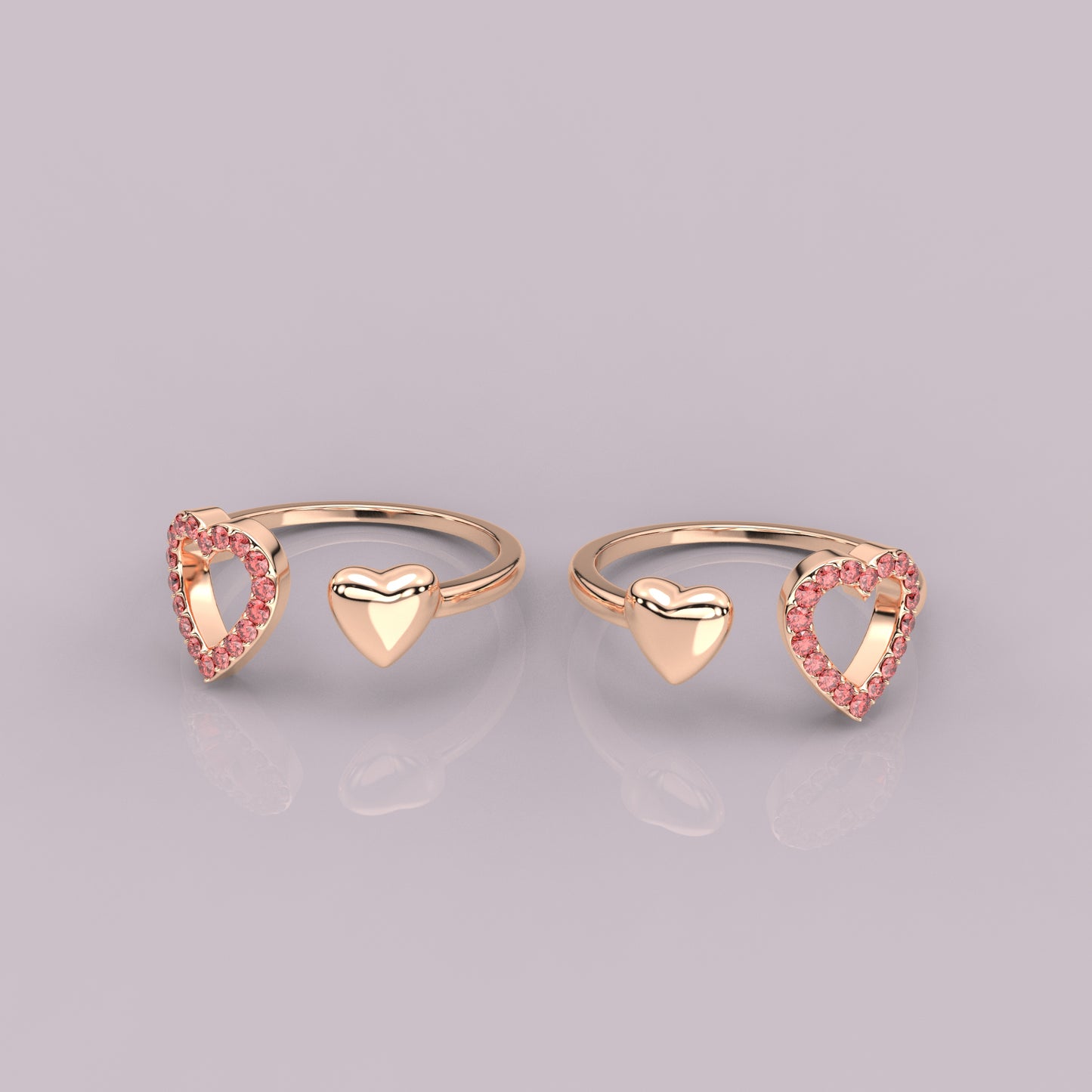 Heart Rose gold Adjustable 925 Silver Toe Ring