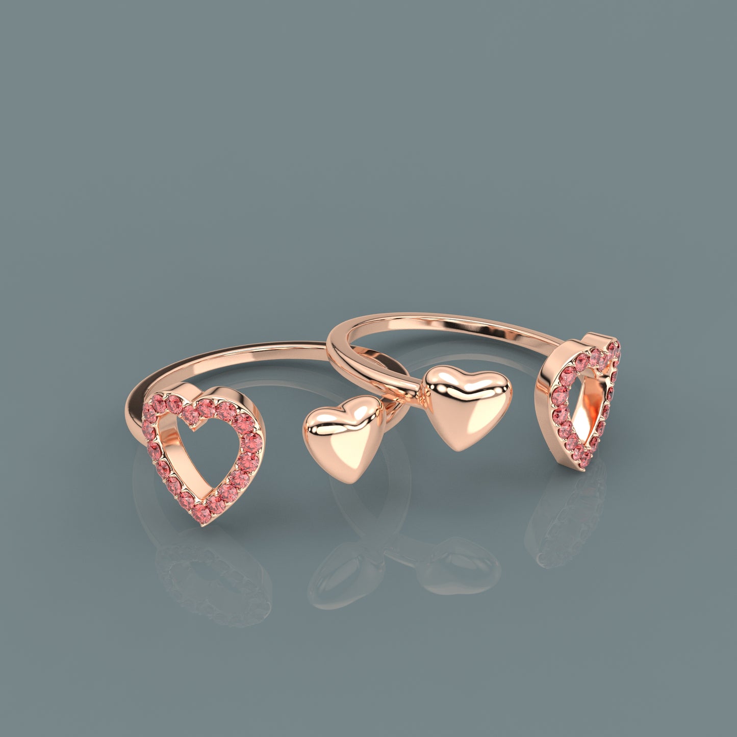 Heart Rose gold Adjustable 925 Silver Toe Ring