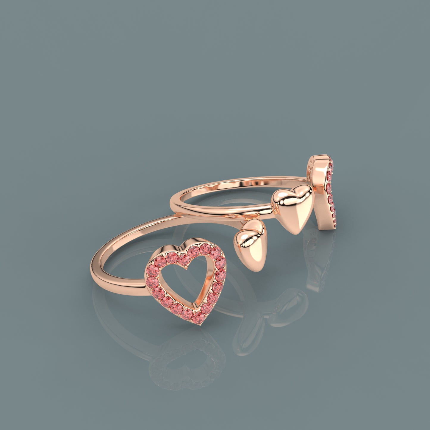 Heart Rose gold Adjustable 925 Silver Toe Ring