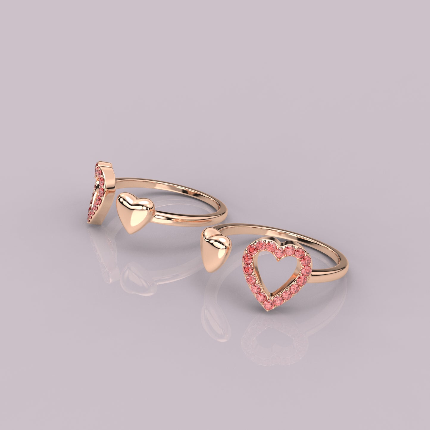 Heart Rose gold Adjustable 925 Silver Toe Ring