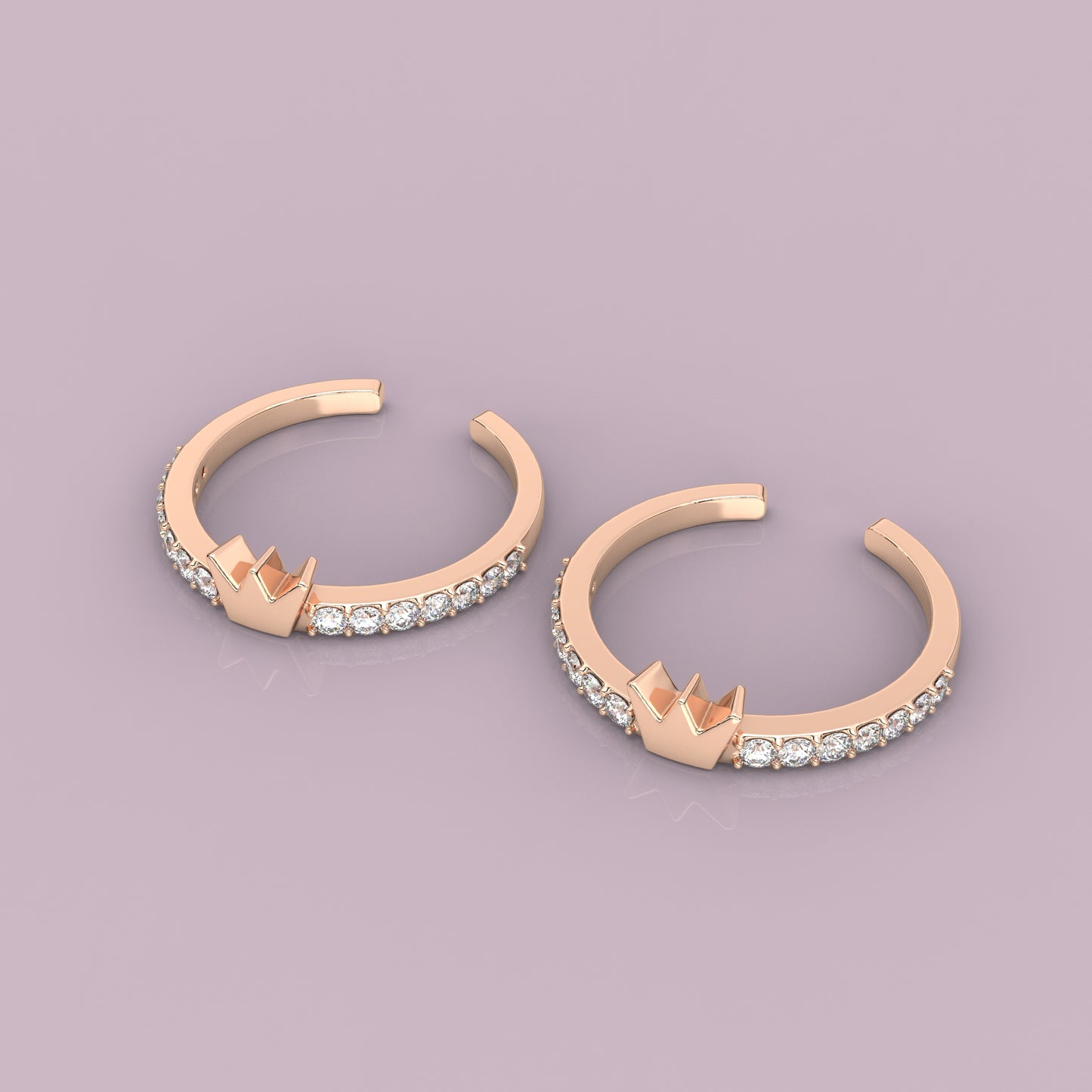 Crown Rose gold Adjustable 925 Silver Toe Ring