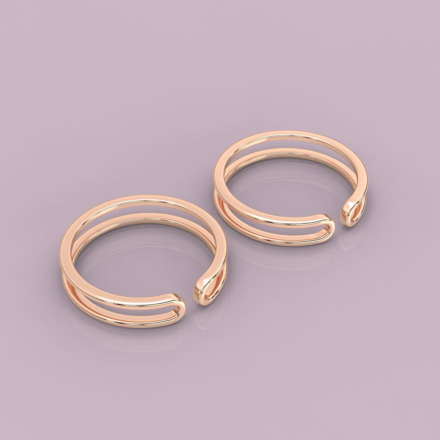 Space Rose gold Adjustable 925 Silver Toe Ring