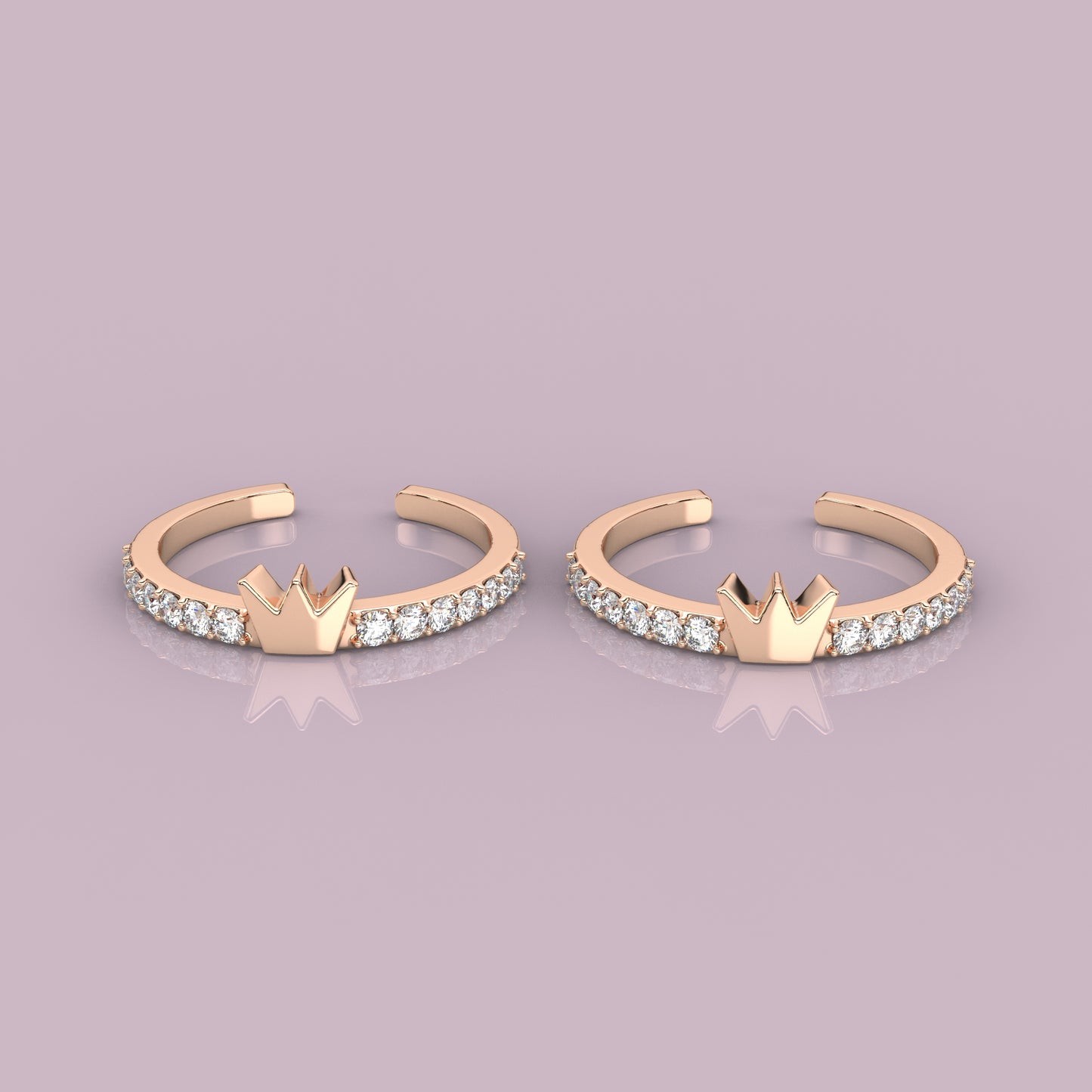 Crown Rose gold Adjustable 925 Silver Toe Ring