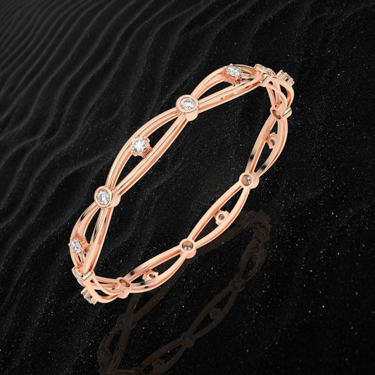 Rose gold Hollow Bangle 925 Sterling Silver