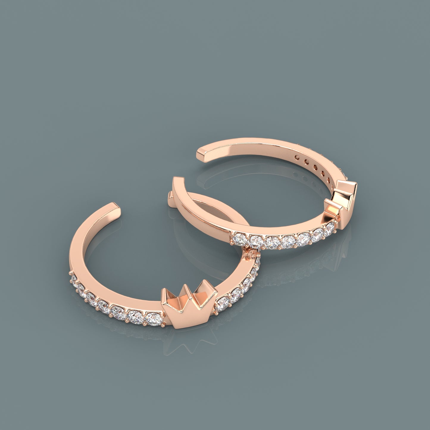 Crown Rose gold Adjustable 925 Silver Toe Ring