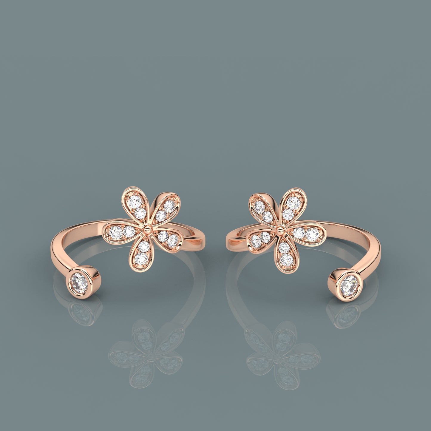 Garden Rose gold Adjustable 925 Silver Toe Ring