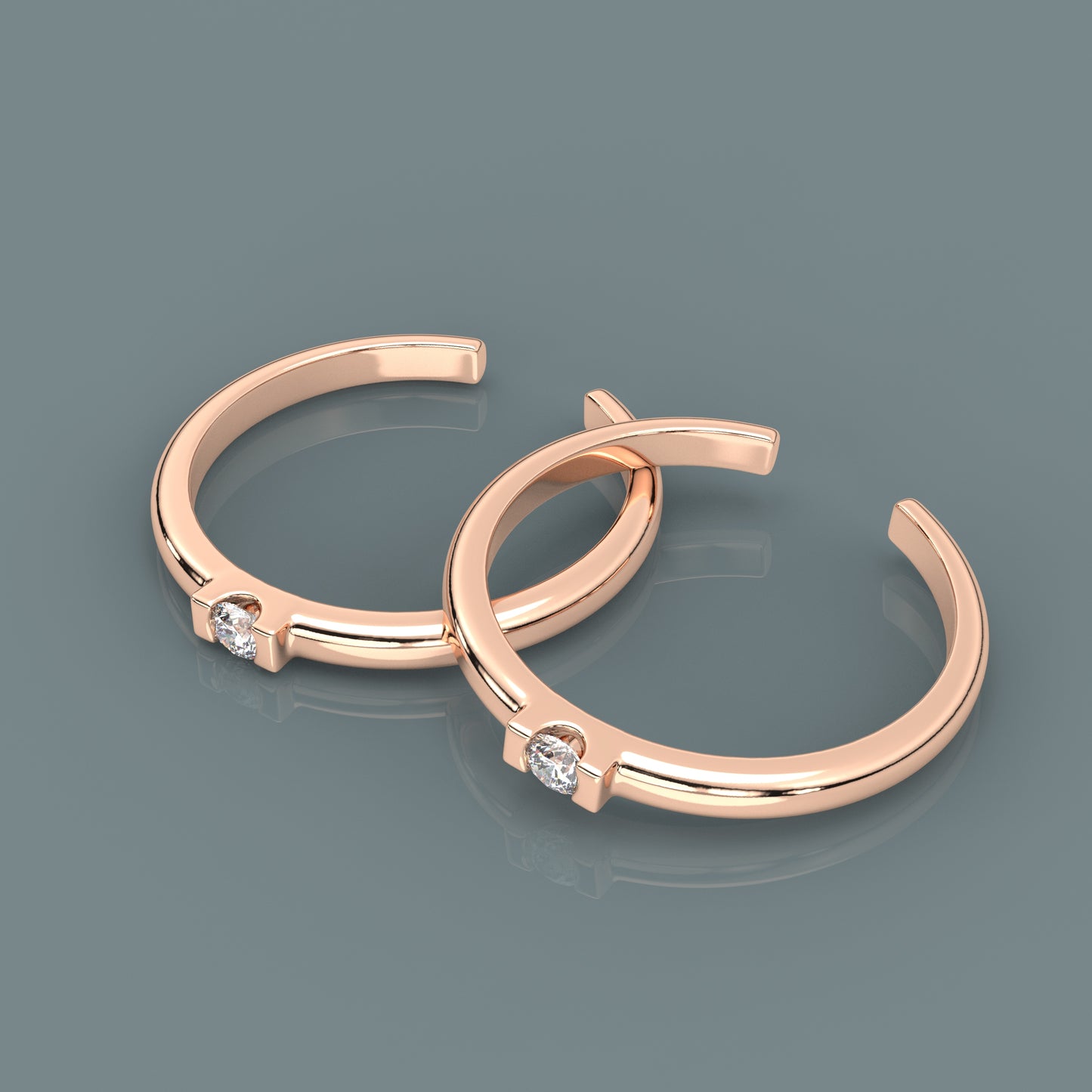 Heart Rose gold Adjustable 925 Silver Toe Ring