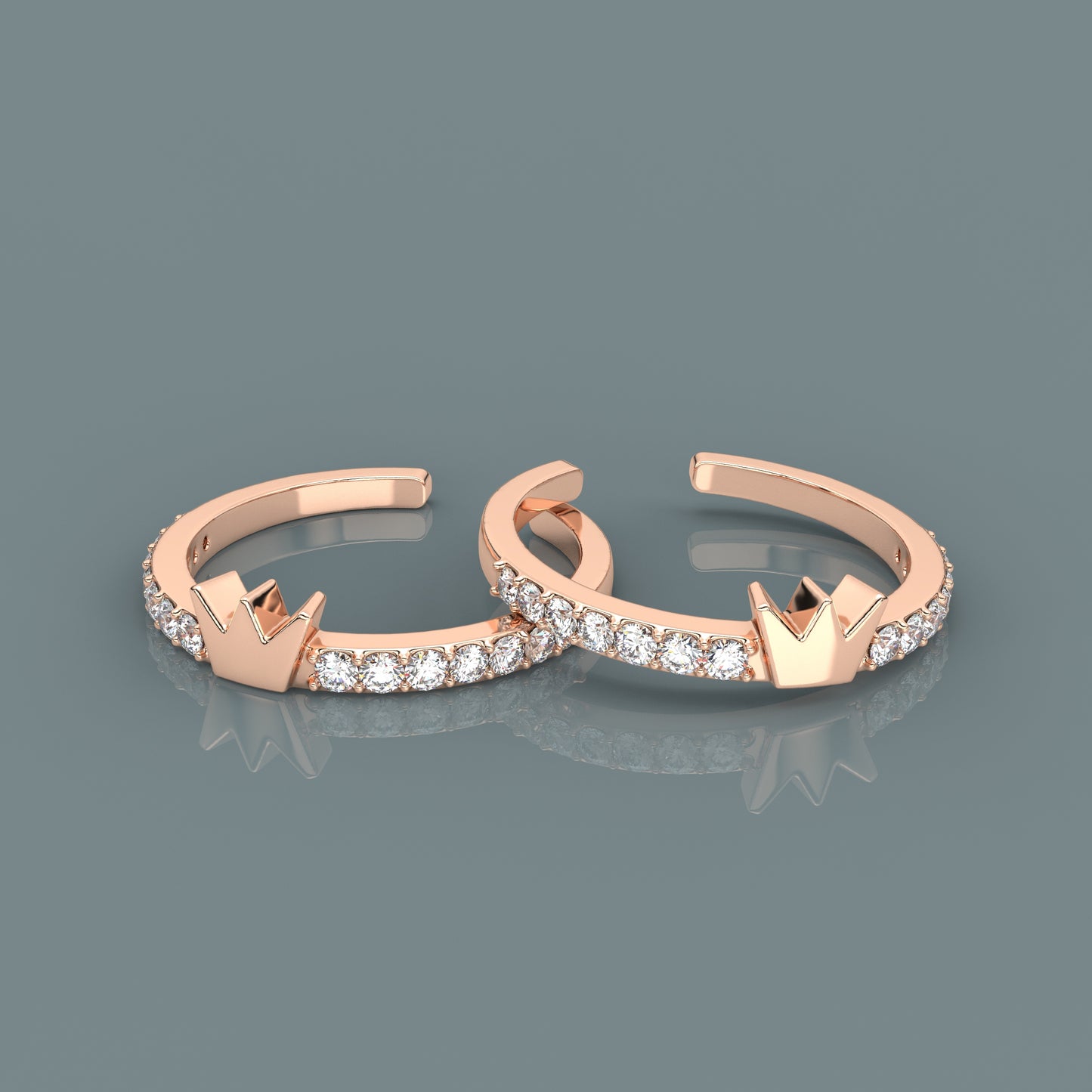 Crown Rose gold Adjustable 925 Silver Toe Ring