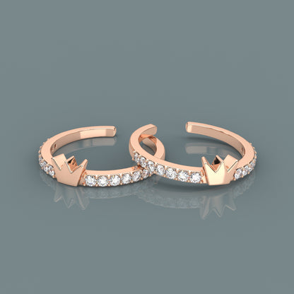 Crown Moissanite Diamond Adjustable 925 Silver Toe Ring