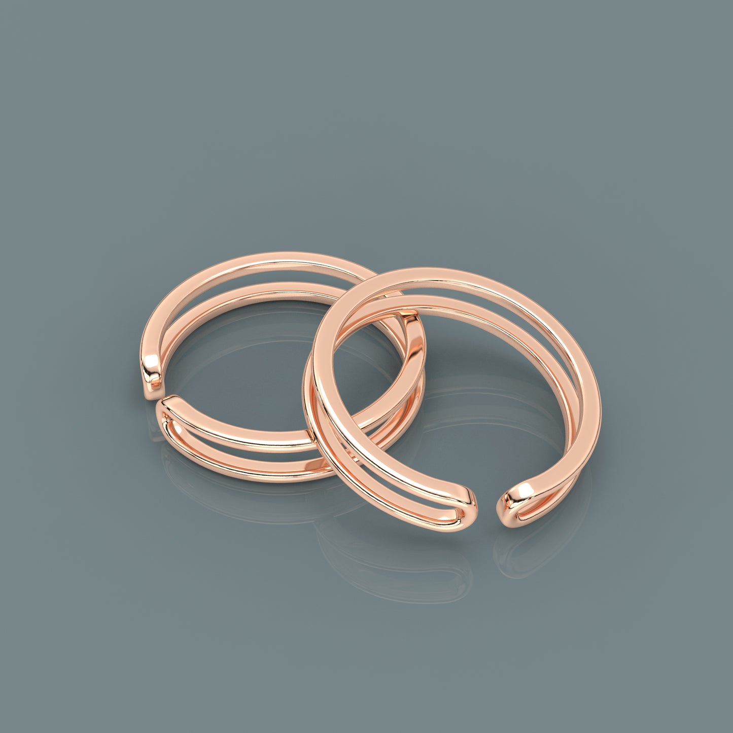 Space Rose gold Adjustable 925 Silver Toe Ring