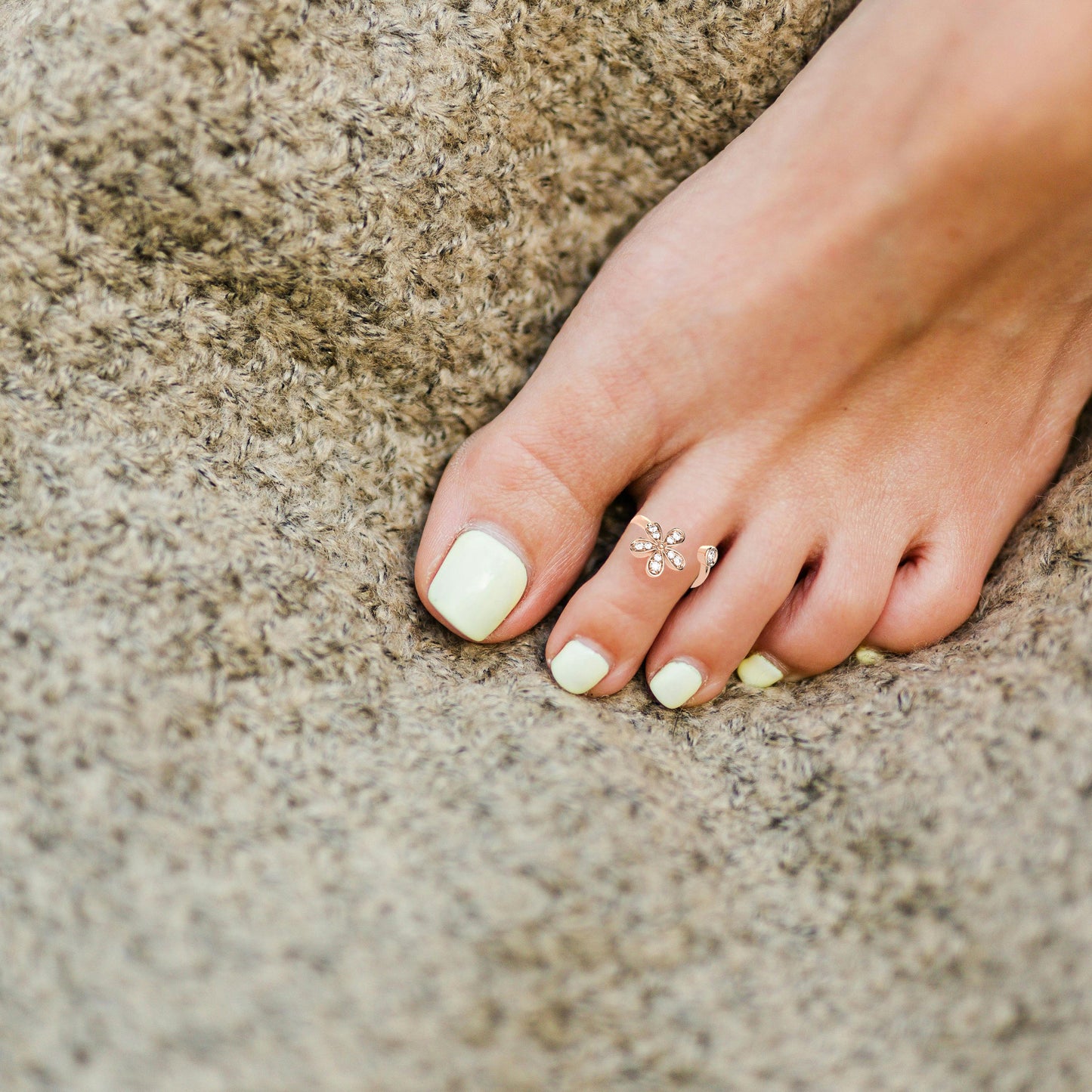 Garden Rose gold Adjustable 925 Silver Toe Ring