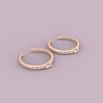 Heart Rose gold Adjustable 925 Silver Toe Ring