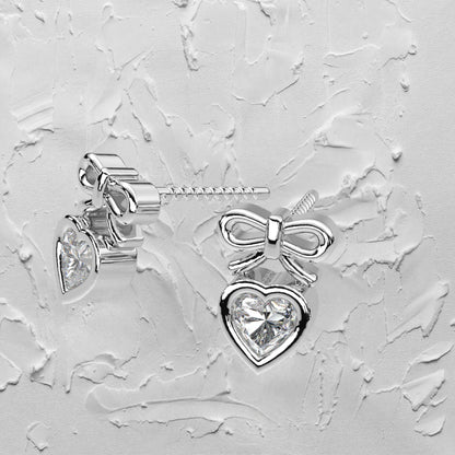 Heart Deer Moissanite Diamond 925 Silver Earring