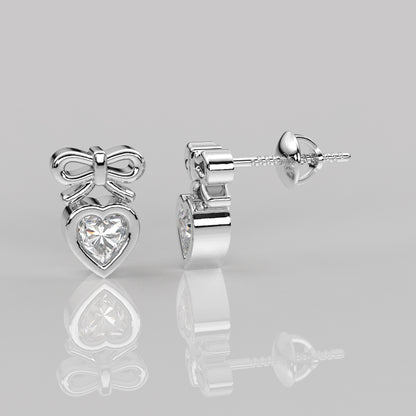 Heart Deer Moissanite Diamond 925 Silver Earring