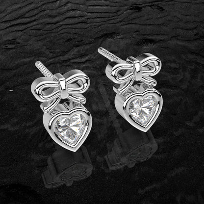 Heart Deer Moissanite Diamond 925 Silver Earring