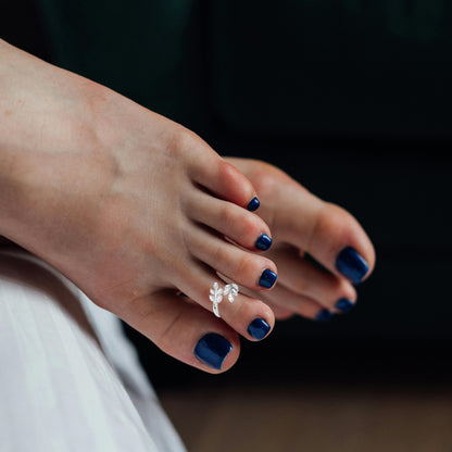 Leaf Moissanite Diamond 925 Silver Toe Ring