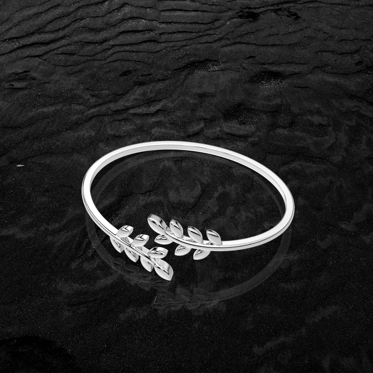 Leaf Bangle 925 Sterling Silver