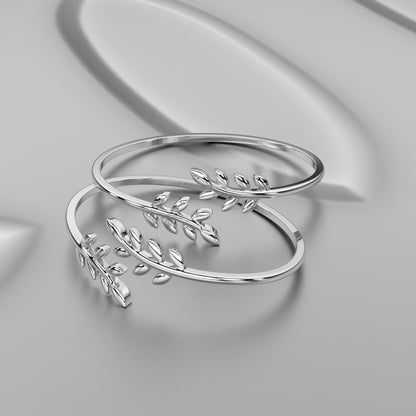 Leaf Bangle 925 Sterling Silver