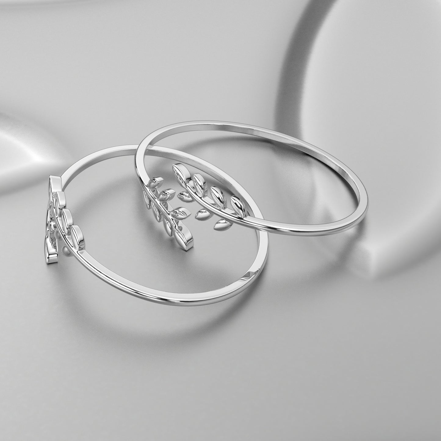 Leaf Bangle 925 Sterling Silver