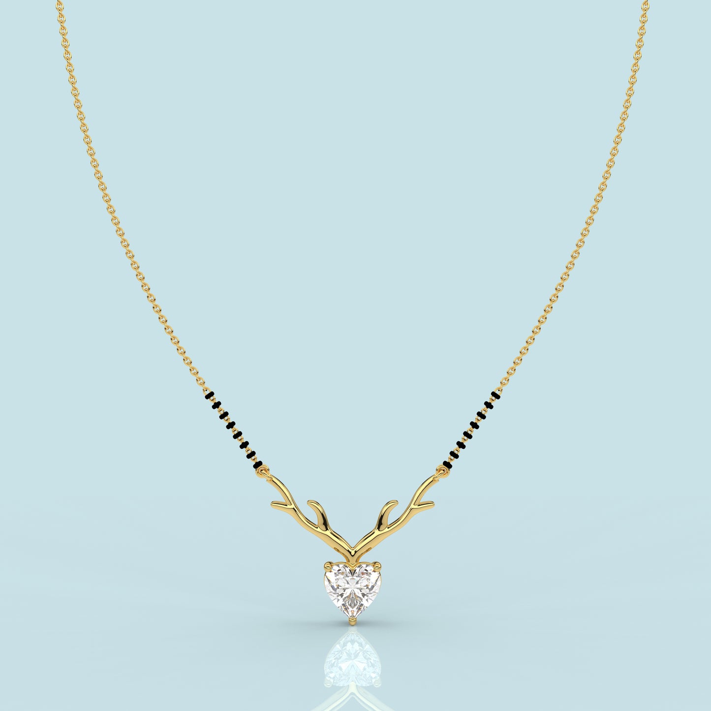 Yellow gold Deer Heart 925 Silver Mangalsutra