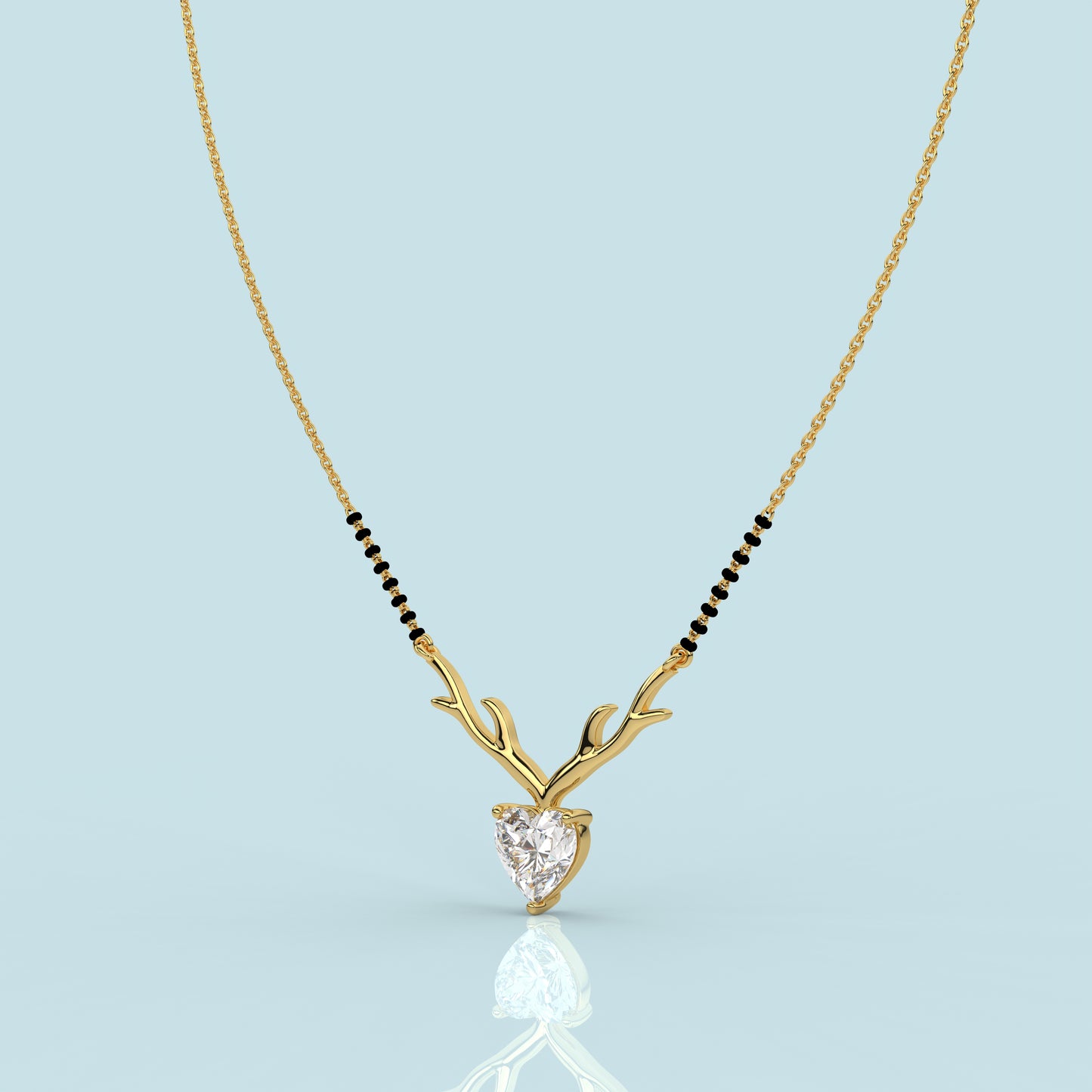 Yellow gold Deer Heart 925 Silver Mangalsutra