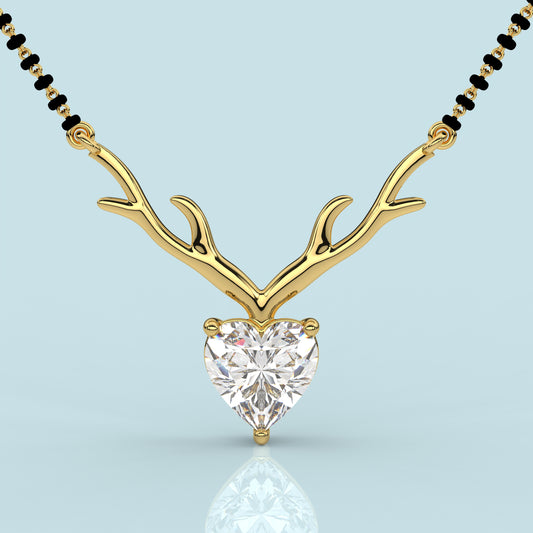 Yellow gold Deer Heart 925 Silver Mangalsutra