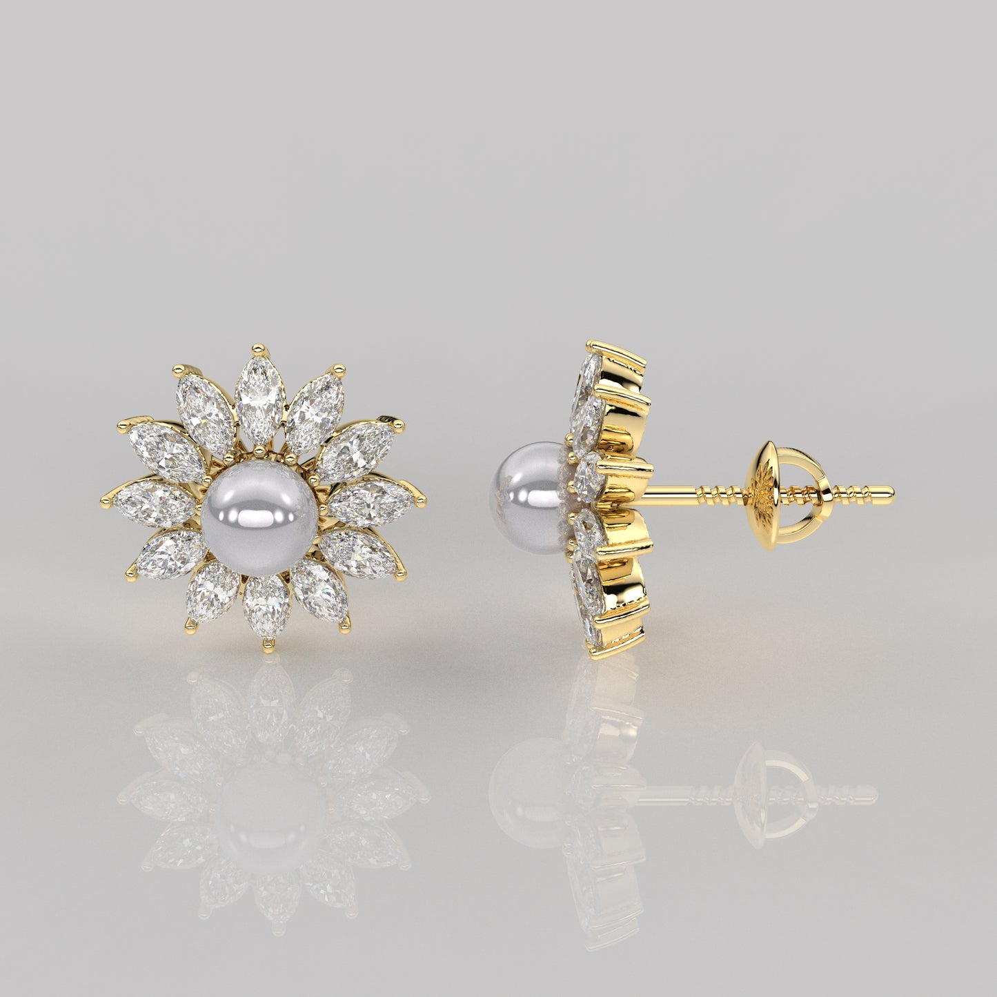 Yellow gold Sunflow 925 Silver Earring