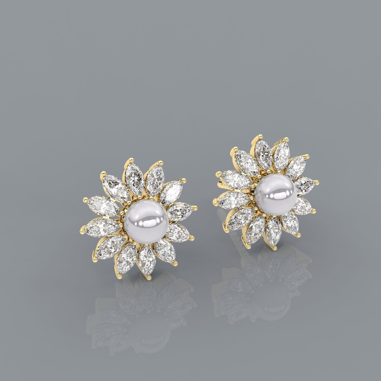 Yellow gold Sunflow 925 Silver Earring