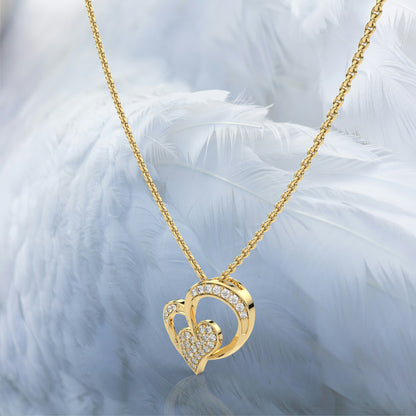 Double Heart 925 Silver Necklace