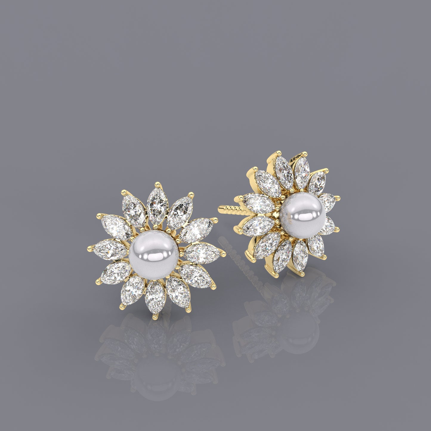 Yellow gold Sunflow 925 Silver Earring