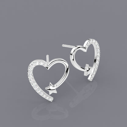 Heart star Moissanite Diamond 925 Silver Earring