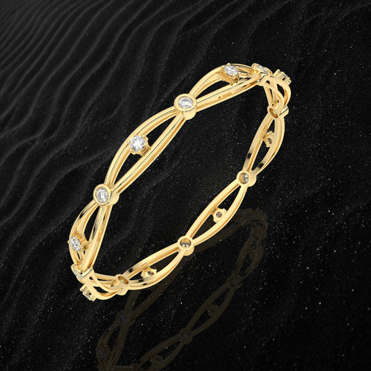 Yellow gold Hollow Bangle 925 Sterling Silver