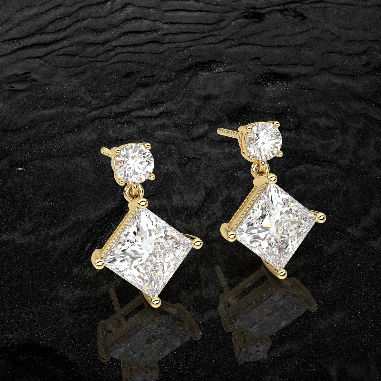 Yellow gold Empire 925 Silver Earring