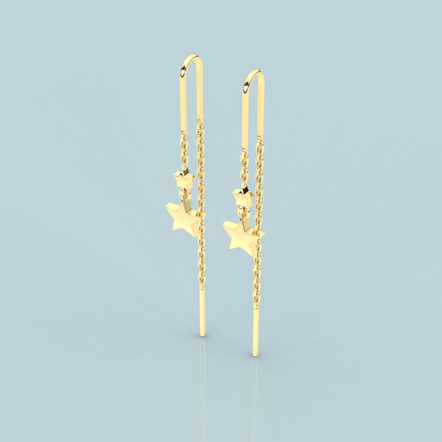 Yellow gold Star Sui Dhaga 925 silver Earring