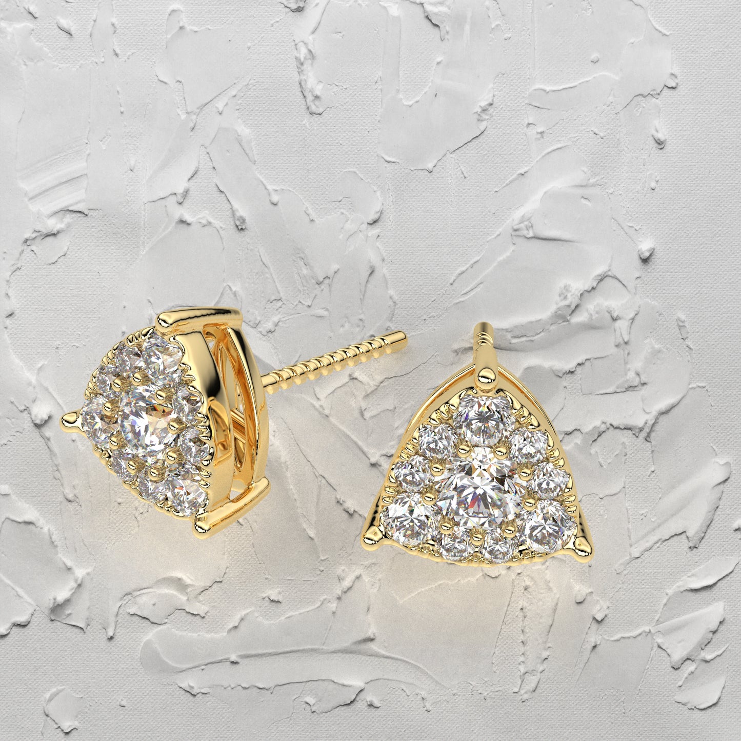 Yellow gold Triangle 925 Silver Earring