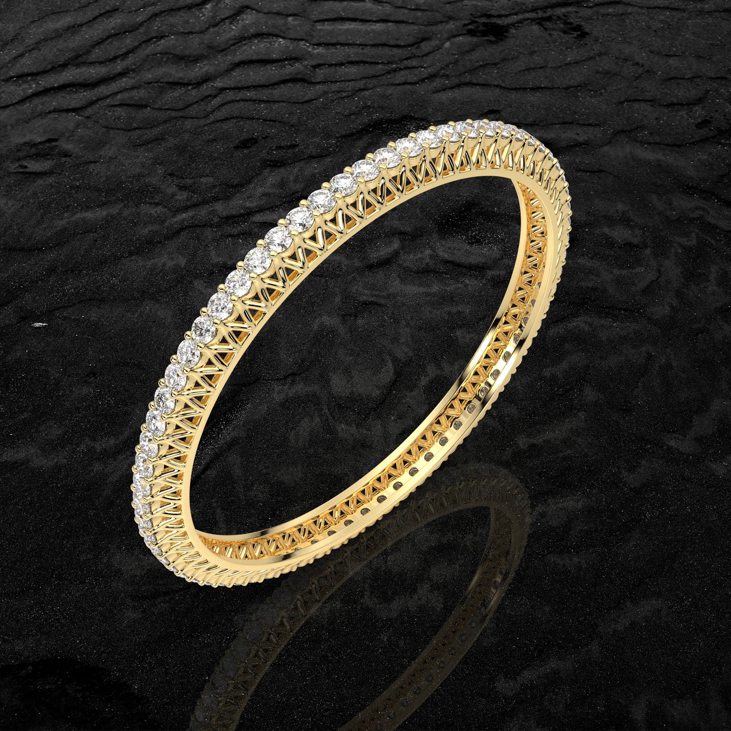 Yellow gold Channel Bangle 925 Sterling Silver