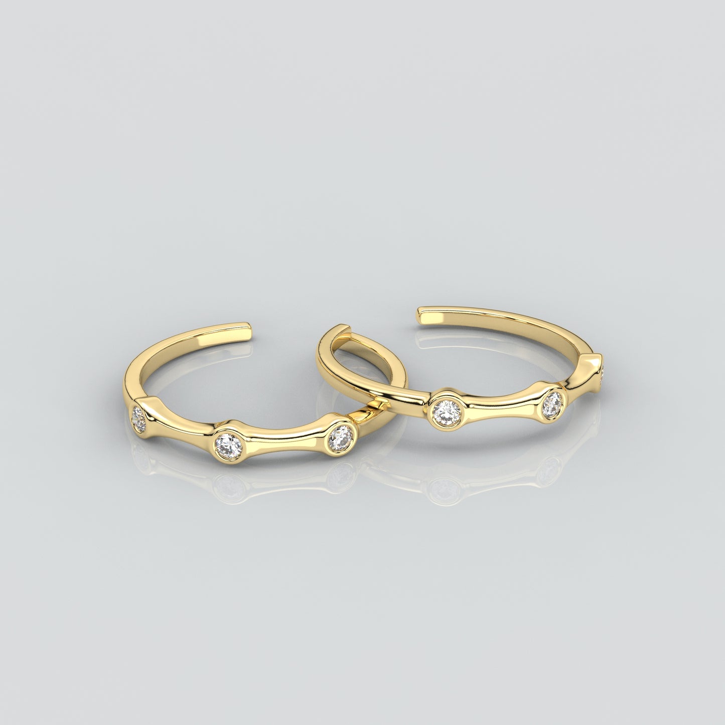 Three stone Yellow gold 925 Silver Toe Ring