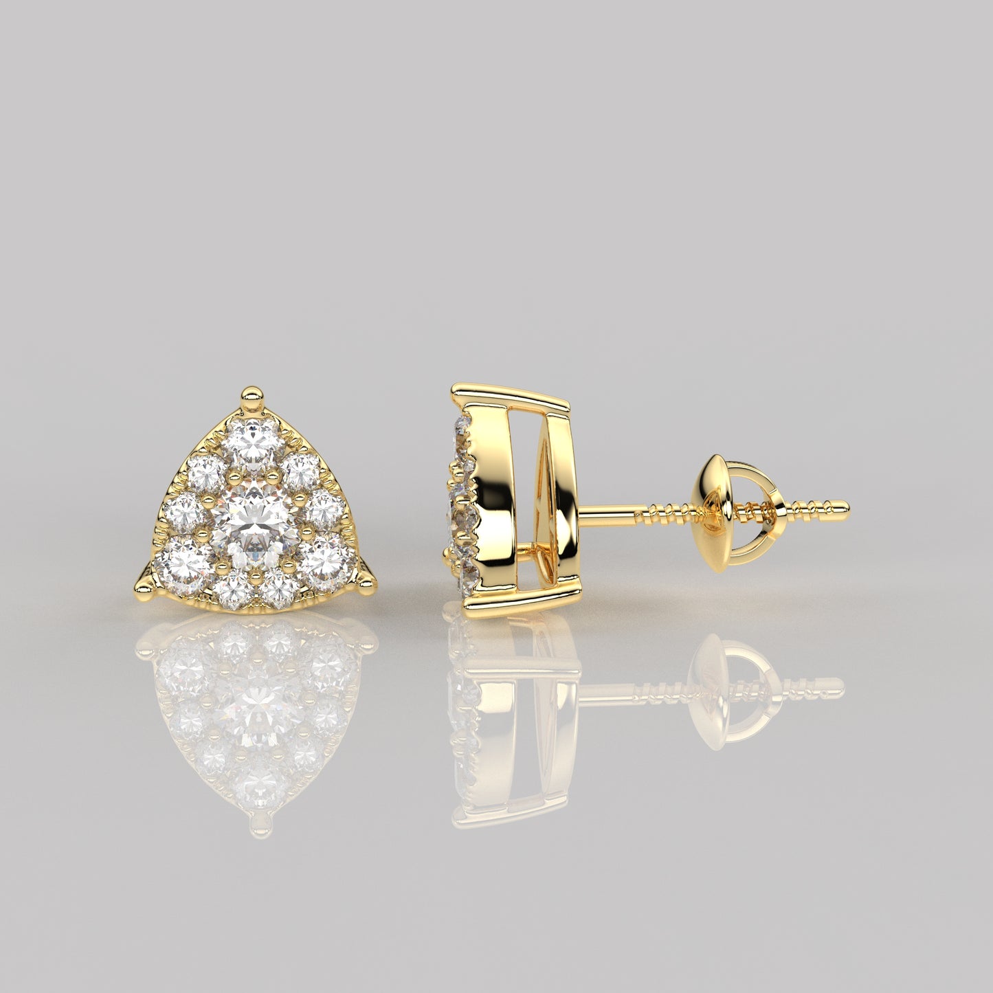 Yellow gold Triangle 925 Silver Earring