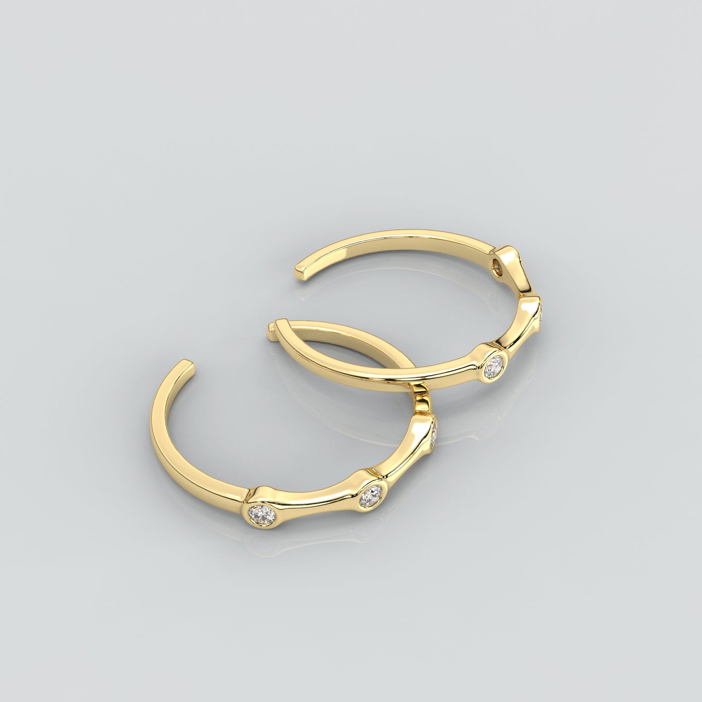 Three stone Yellow gold 925 Silver Toe Ring