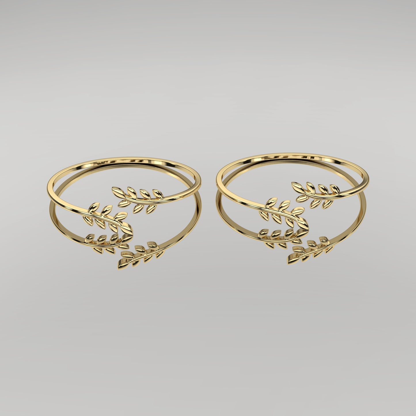 Yellow gold Leaf Bangle 925 Sterling Silver