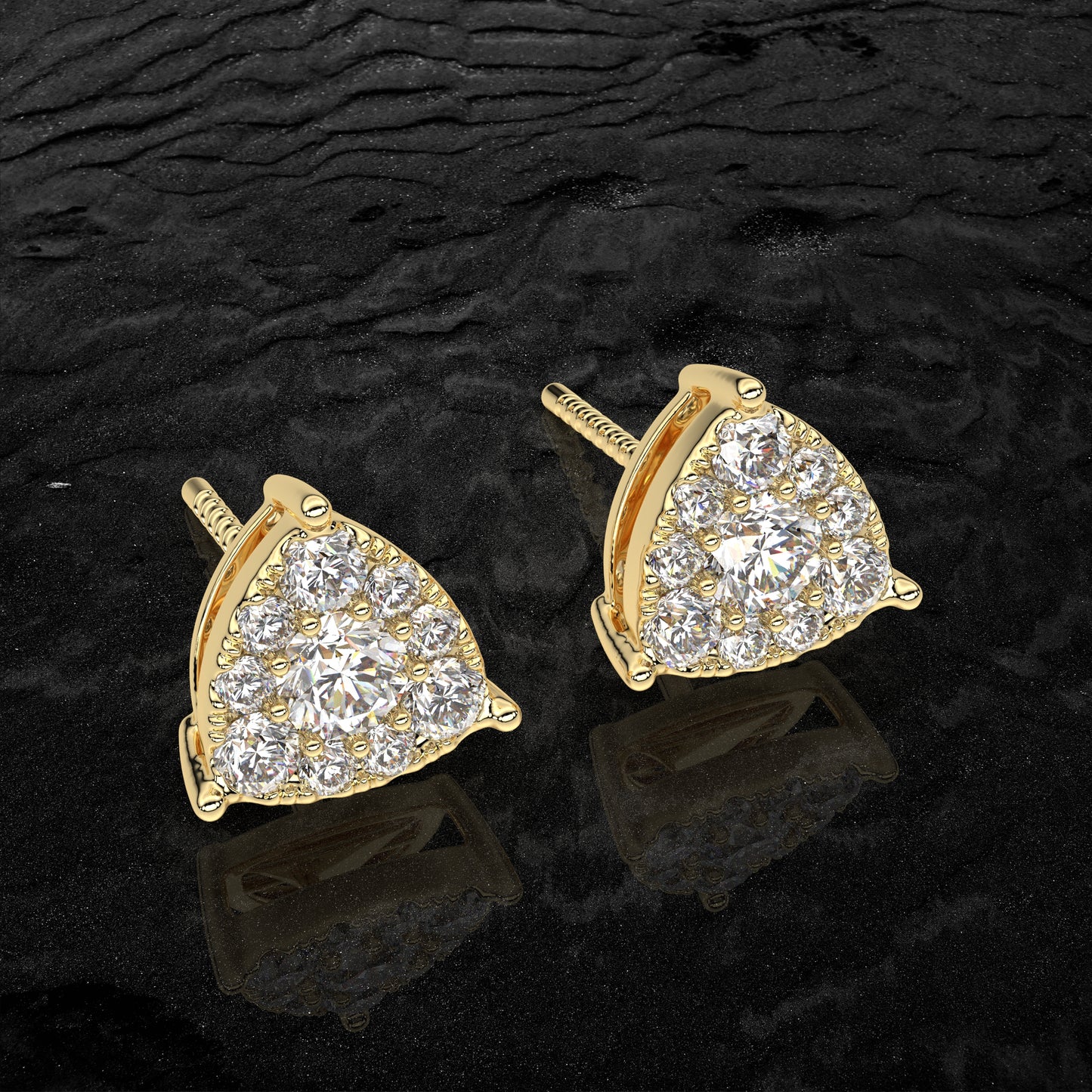 Yellow gold Triangle 925 Silver Earring