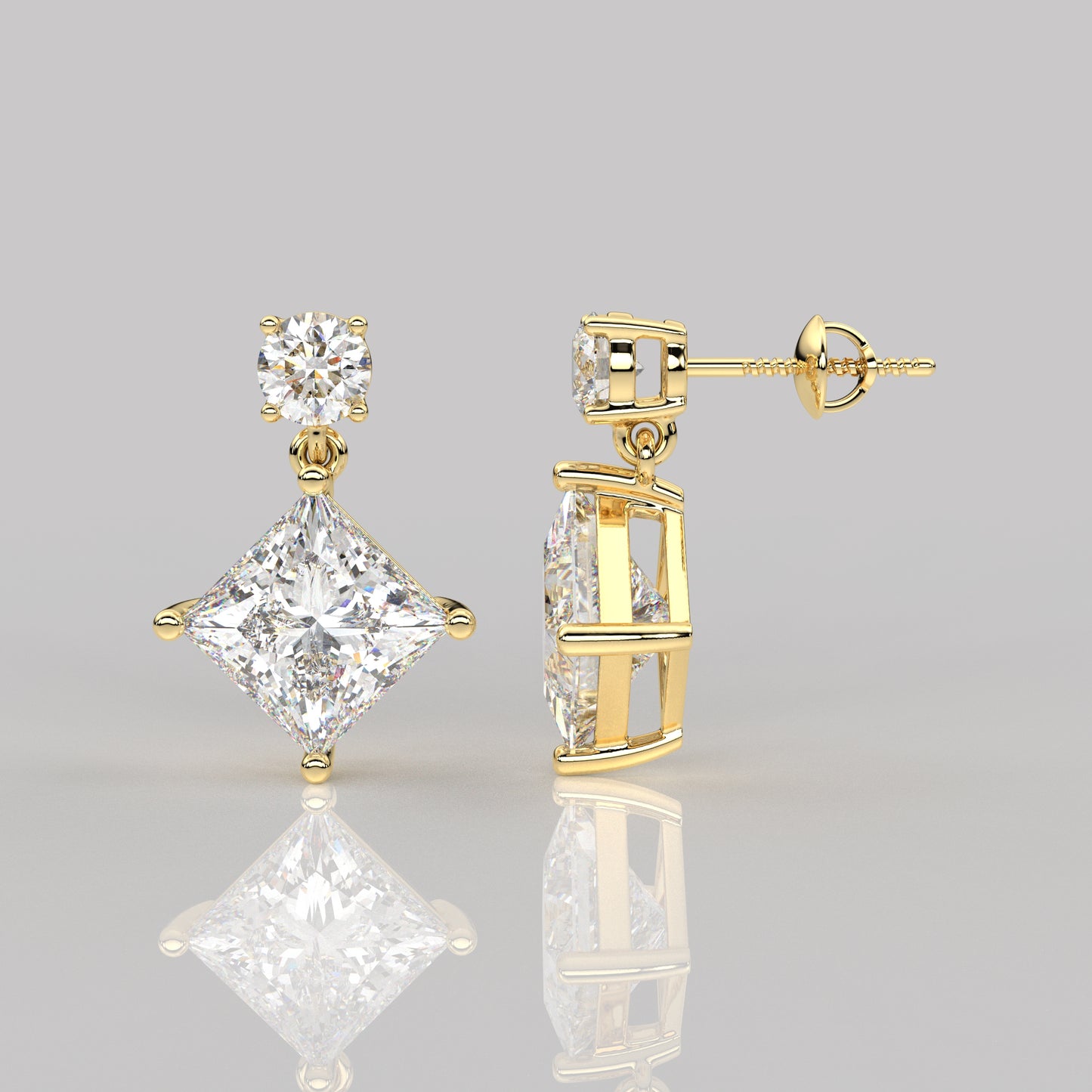 Yellow gold Empire 925 Silver Earring