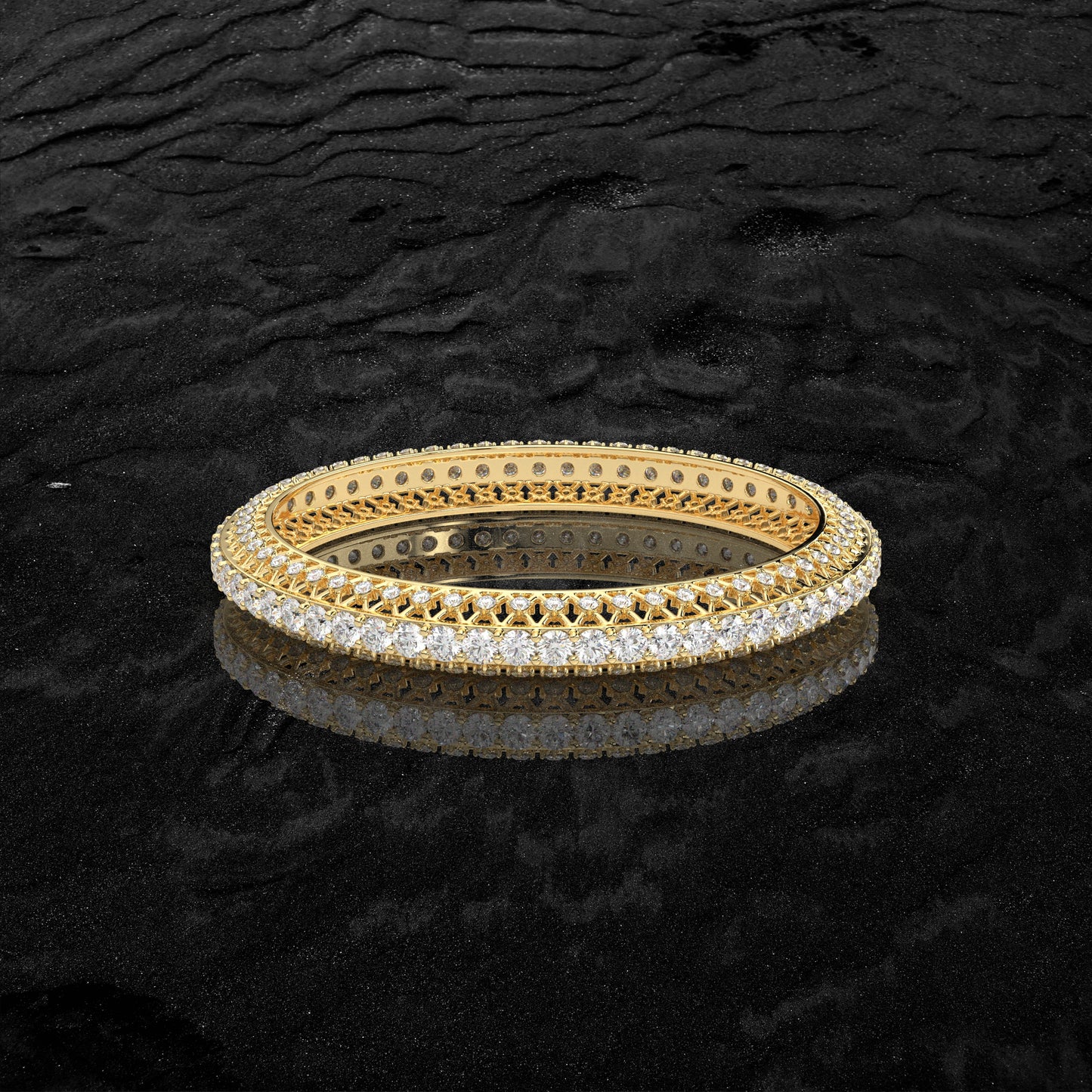 Yellow gold Amelia Bangle 925 Sterling Silver