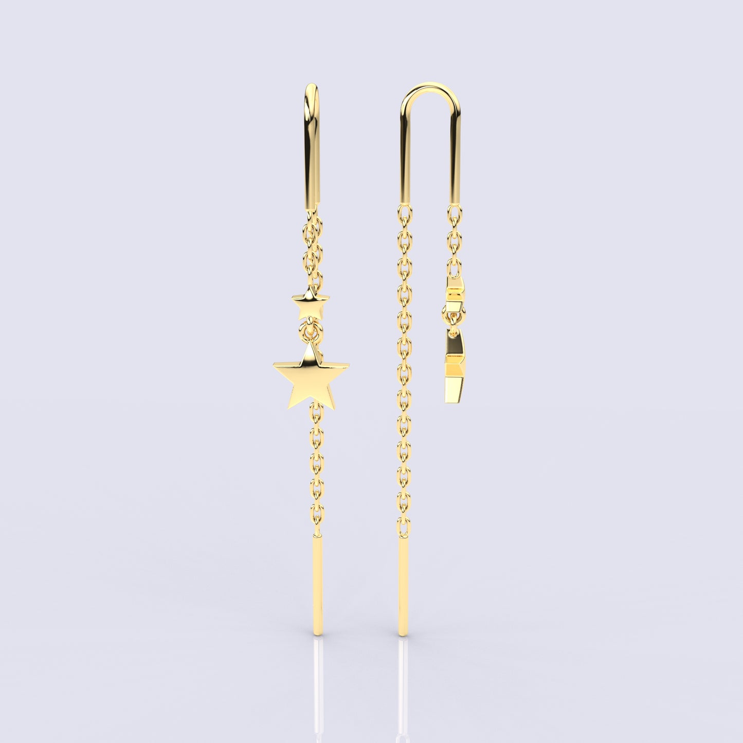 Yellow gold Star Sui Dhaga 925 silver Earring