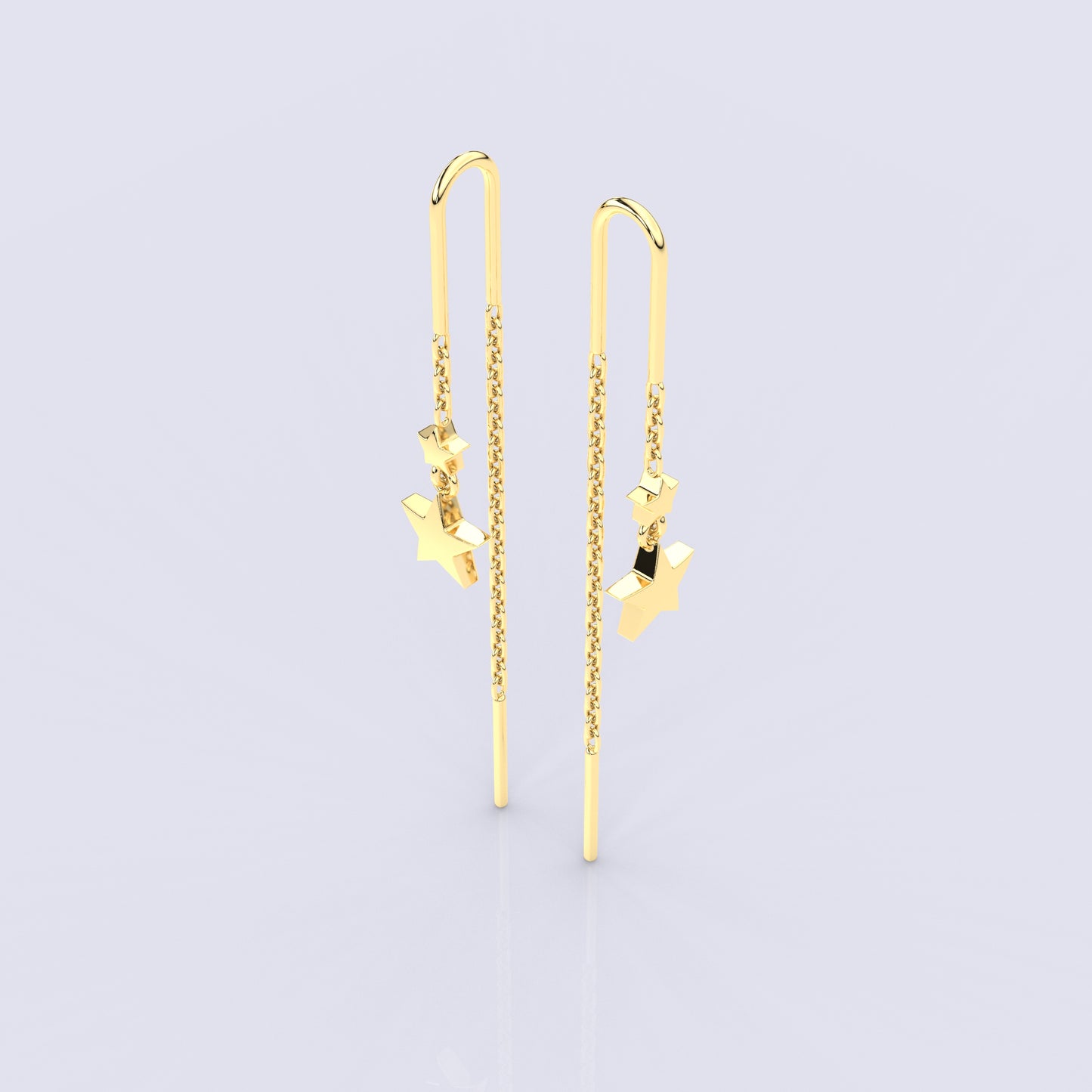 Yellow gold Star Sui Dhaga 925 silver Earring