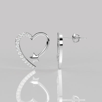 Heart star Moissanite Diamond 925 Silver Earring