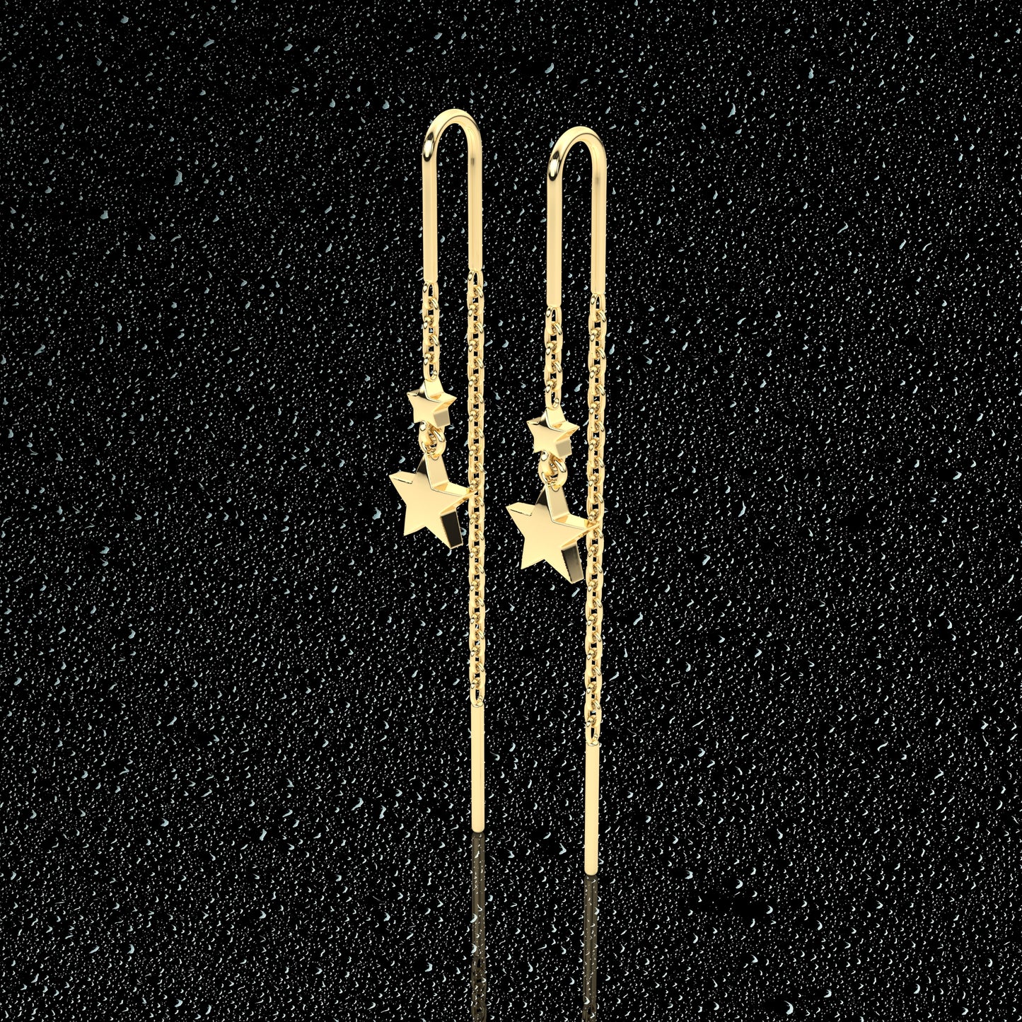 Yellow gold Star Sui Dhaga 925 silver Earring