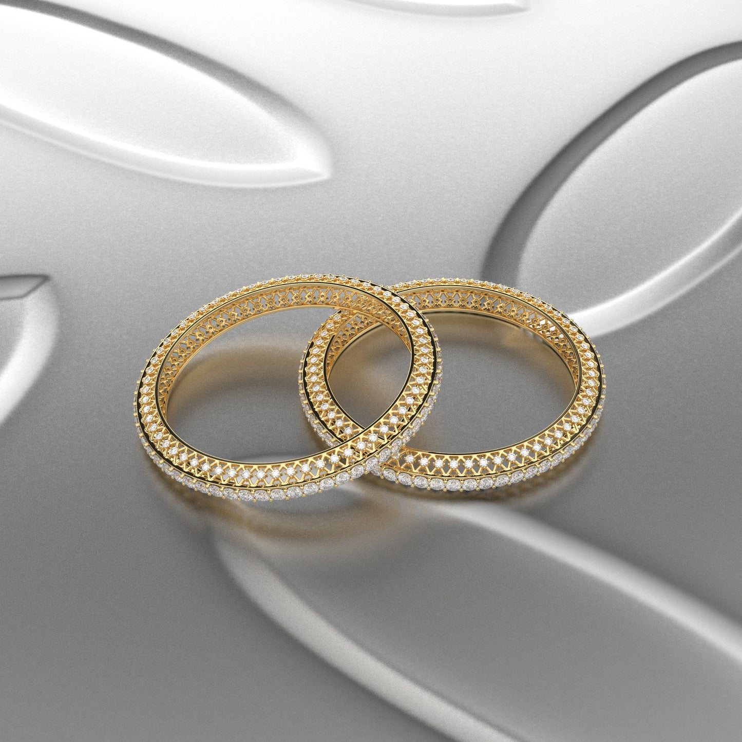 Yellow gold Amelia Bangle 925 Sterling Silver