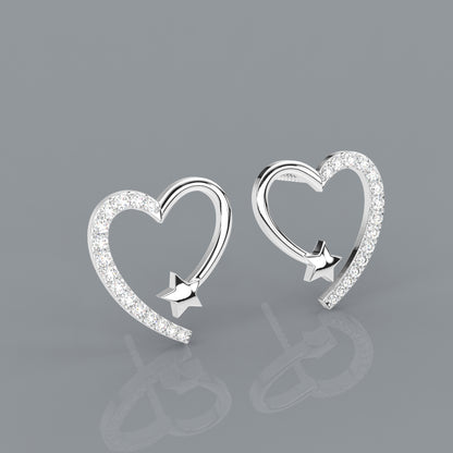 Heart star Moissanite Diamond 925 Silver Earring