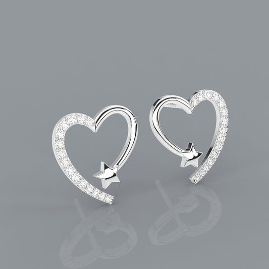 Heart star Moissanite Diamond 925 Silver Earring